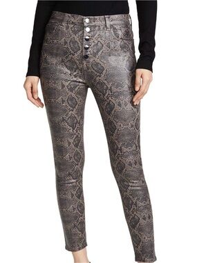 J Brand Coated Lillie High Rise Crop Coated Skinny Pants, Snake - Size 26